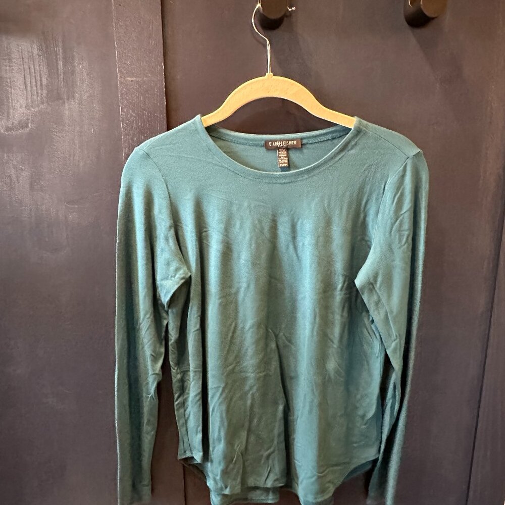 womens tops and blouses, Size PS/PP, Eileen Fisher, Teal long sleeve